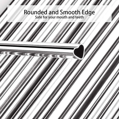 Tomorotec 8.5” Heart-Shaped Stainless Steel Straws Fit for Smoothie, Silver