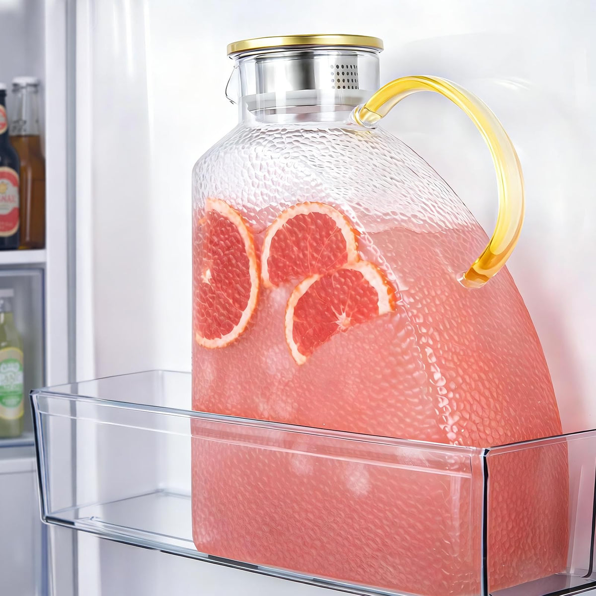 WARMSIMPLE 60 oz Glass Water Pitcher with Lid, Spout & Handle, BPA Free Jug