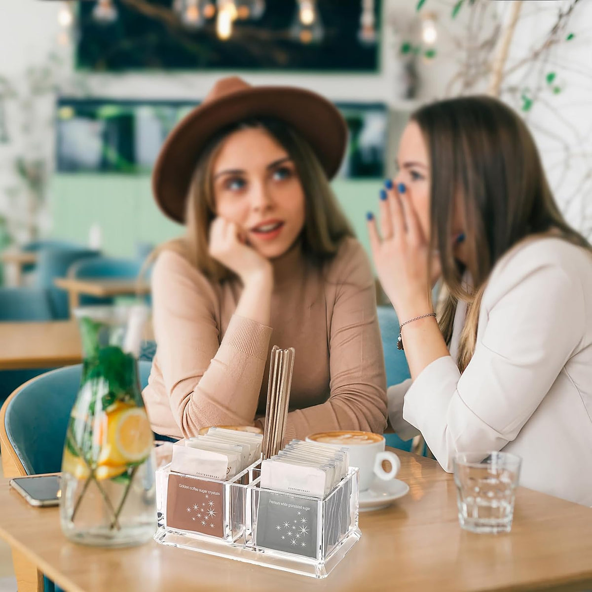 ELLDOO 2 Pack Sugar Packet Holder, Acrylic Sugar Bowl for Restaurant