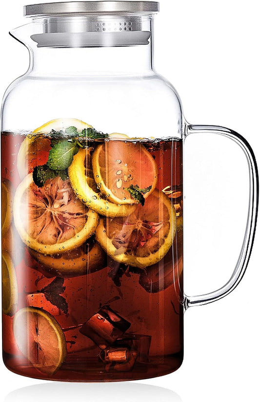 1 Gallon/3.8L Glass Pitcher with Lid and Spout, Borosilicate Glass