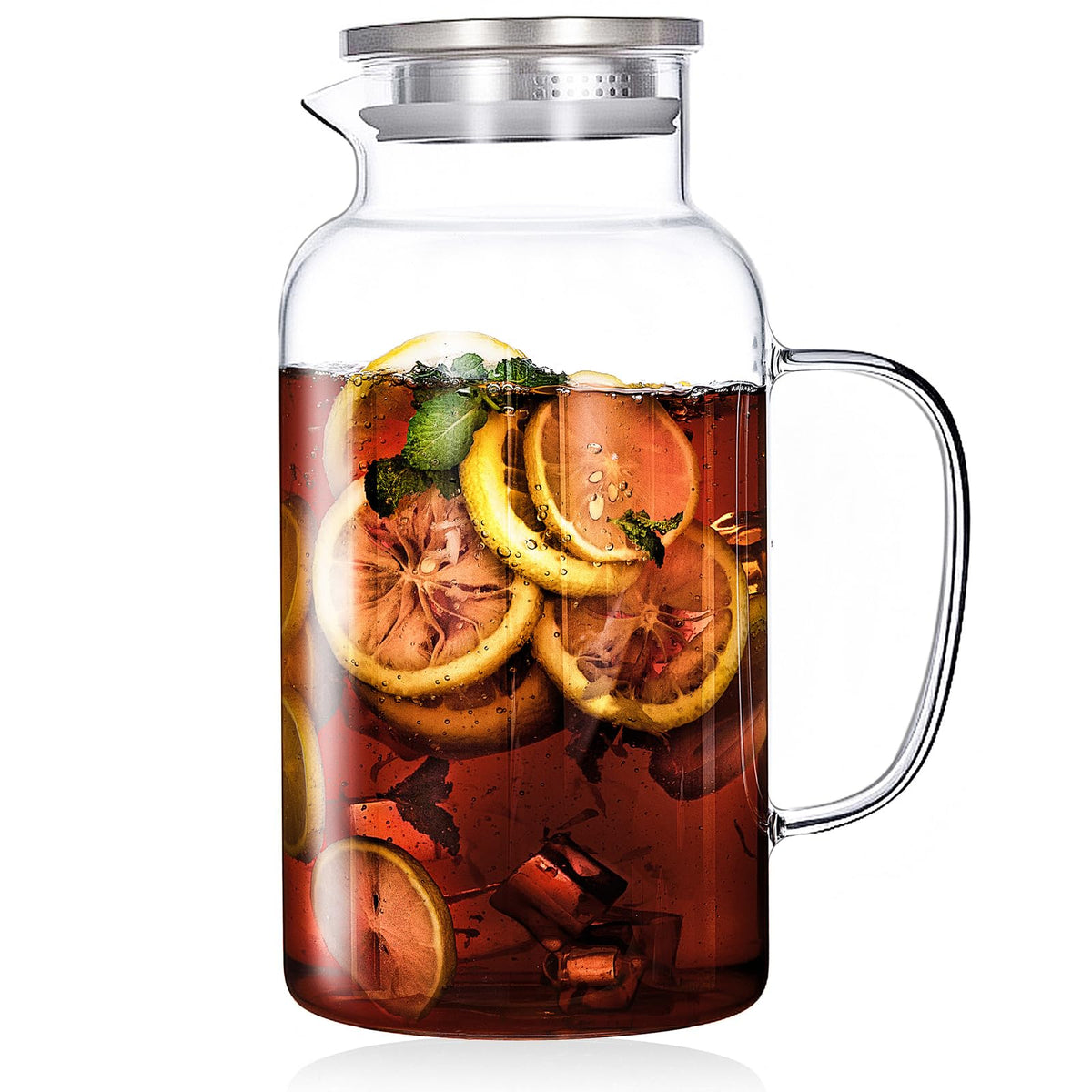 1 Gallon/3.8L Glass Pitcher with Lid and Spout, Borosilicate Glass