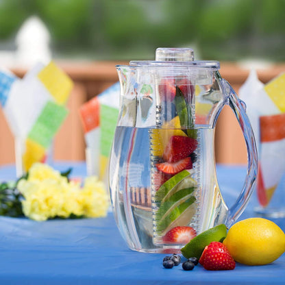 Large Fruit Infuser Water Pitcher (2.9 Quart/93 Oz) – Shatterproof Acrylic