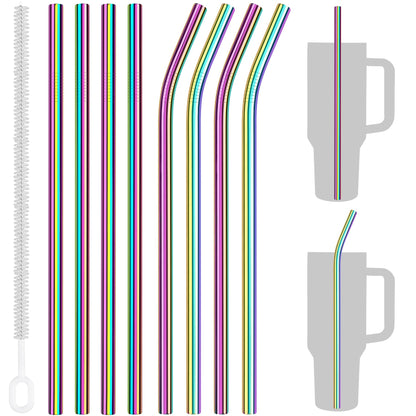 Tomorotec 8PCS Stainless Steel Straws Fit for 40oz Stanley Tumblers, Gold