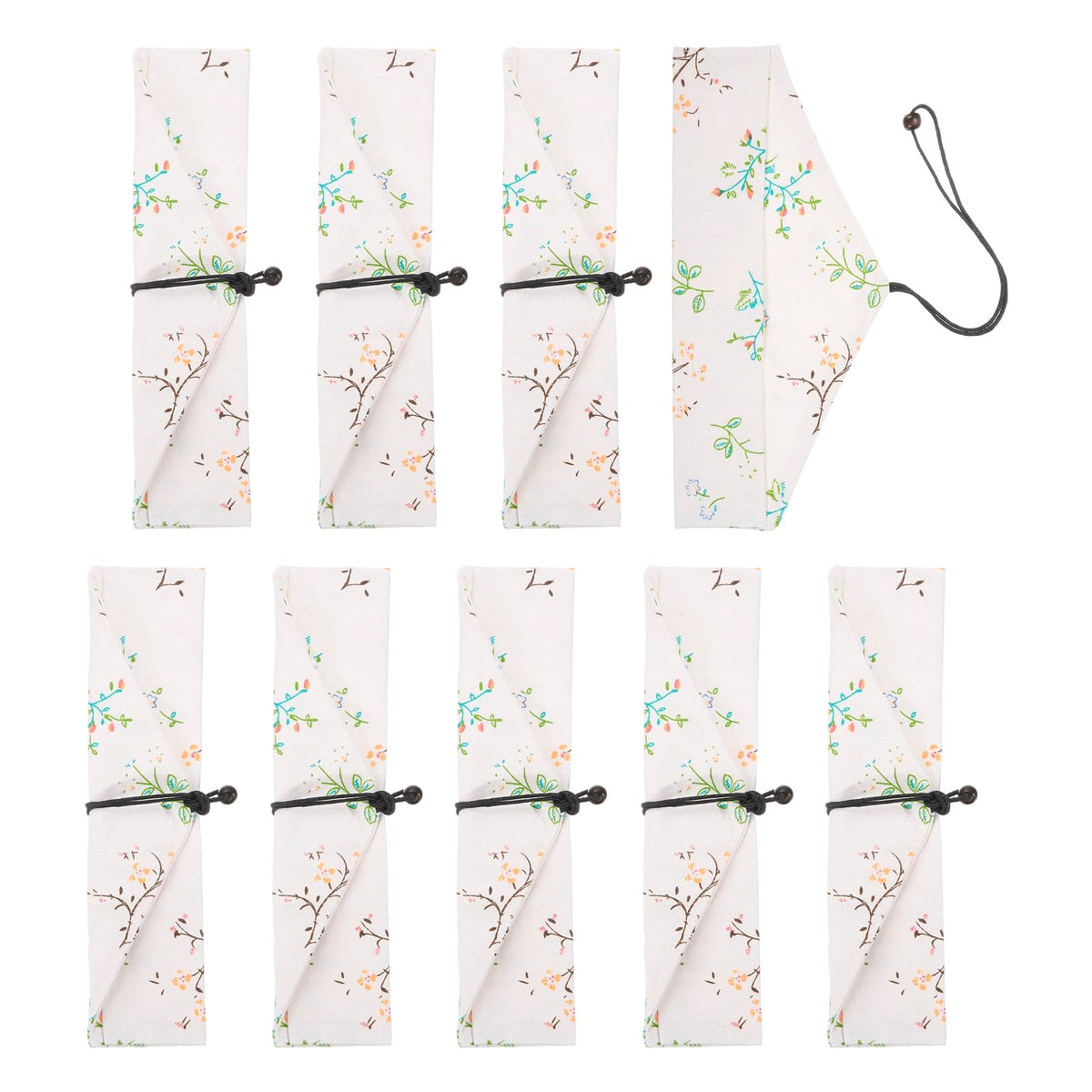 uxcell Chopstick Case, 9 Pcs Chopstick Storage Japanese Style Cutlery Pouch Portable Utensil Travel Case Bag Sleeves Tableware Storage for Spoon Fork Straws, Pink Base White Floral