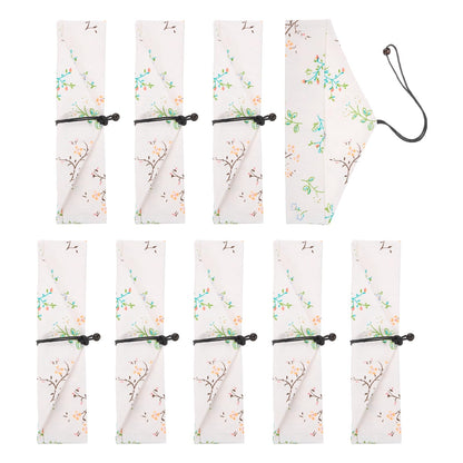 uxcell Chopstick Case, 9 Pcs Chopstick Storage Japanese Style Cutlery Pouch Portable Utensil Travel Case Bag Sleeves Tableware Storage for Spoon Fork Straws, Pink Base White Floral