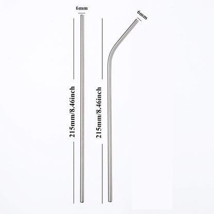 Reusable Metal Straws in Bulk 100 Pieces,8.5'' x 6mm Stainless Steel Straws for 20oz 30oz Tumbler Yeti Cup,Curved Bent Metal Drinking Straws Bulk For Wholesale (100pcs All Bent -8.5" Silver)
