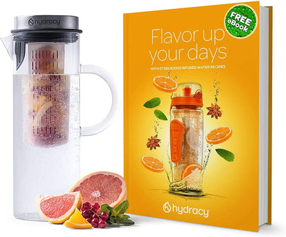 Hydracy Cold Brew Coffee Pitcher,Borosilicate Glass Iced Tea Maker 52oz