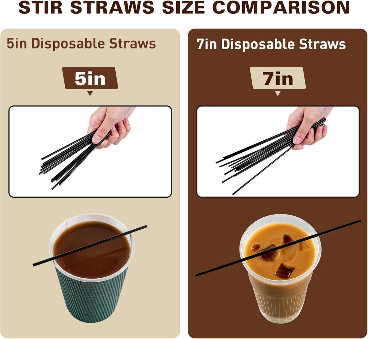 500 Pcs Individually Wrapped Coffee Stirrers, Straws (Gold, 7 in)