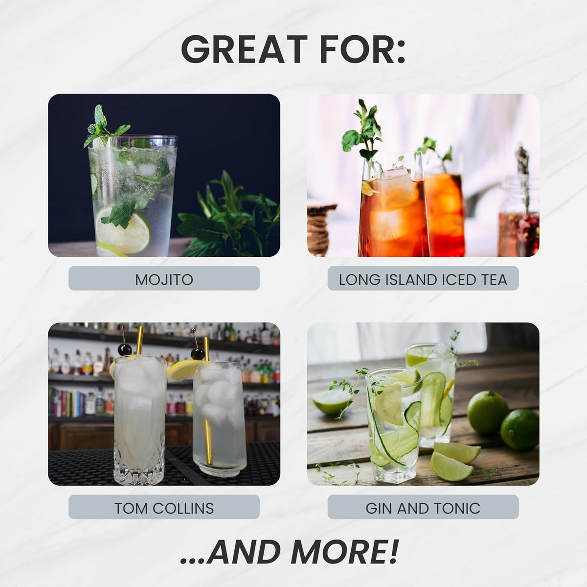 A Bar Above Stainless Steel Straws for Cocktails, 8 Inch Long, 6 Pack