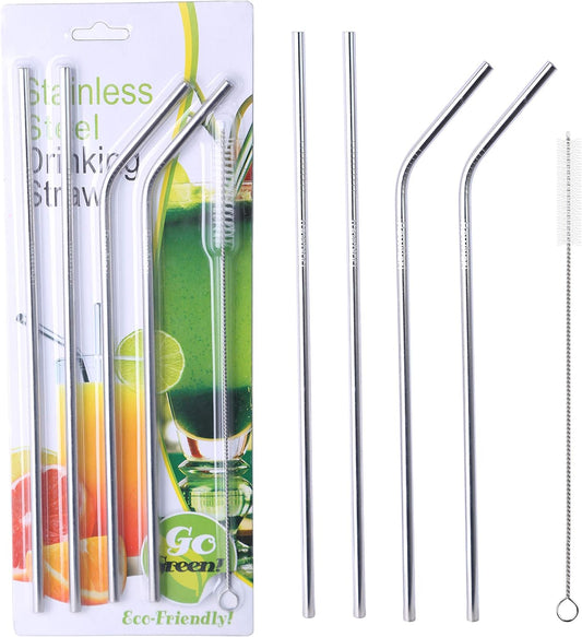 Reusable Straws - Stainless Steel Drinking - Set of 12 + 3 Cleaners - Eco Friendly, SAFE, NON-TOXIC non-plastic CocoStraw Brand