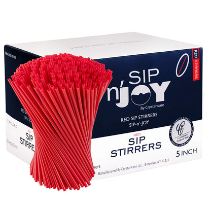 Crystalware, Plastic Stir Straw, Sip Stirrer, For Coffee and Cocktail, 7 1/2 Inches 1000/Box, Black
