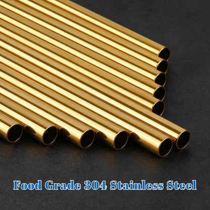 Tomorotec 8PCS Stainless Steel Straws Fit for 40oz Stanley Tumblers, Gold