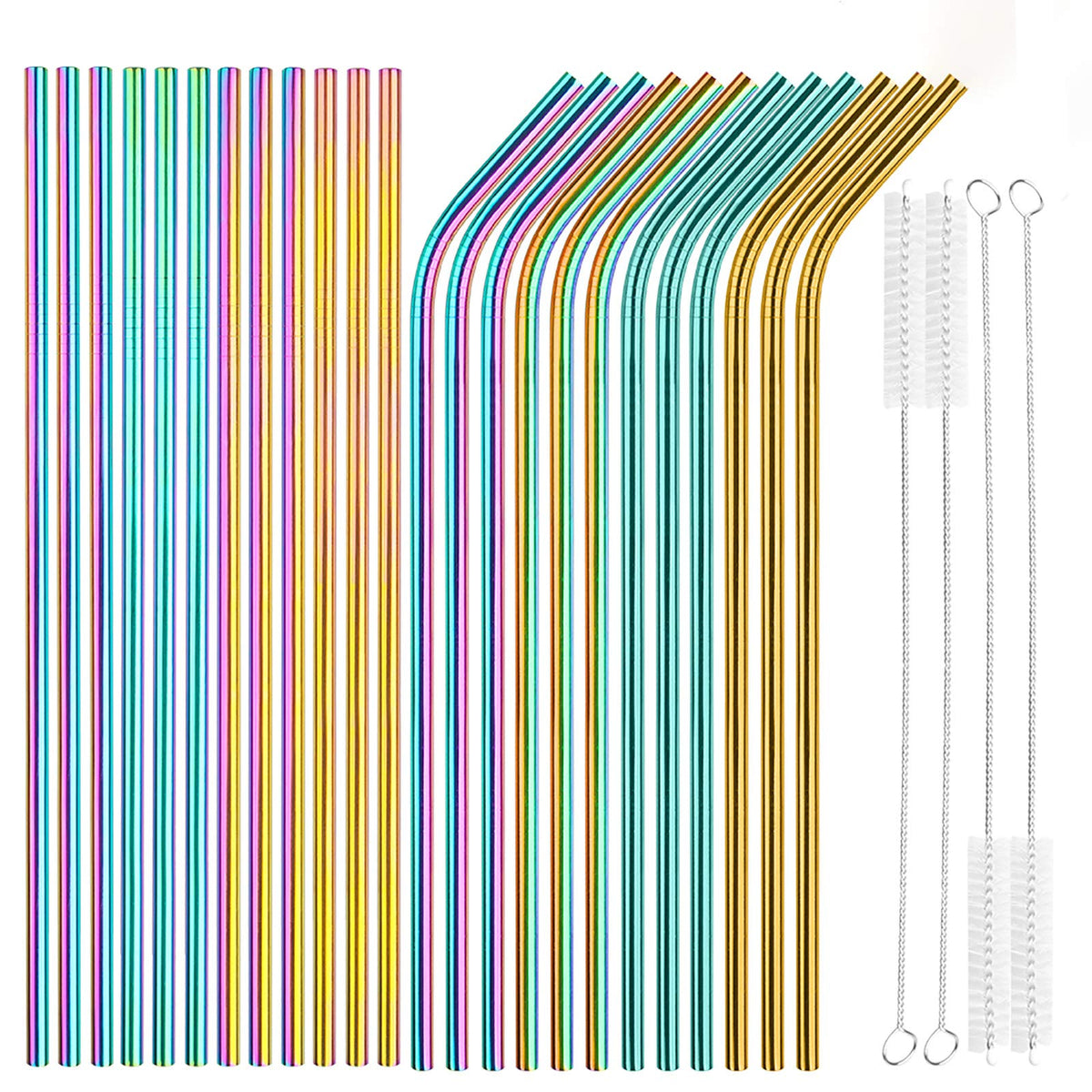 Tomorotec 14PCS Stainless Steel Straws Fit for 40oz Stanley Tumbler, Silver