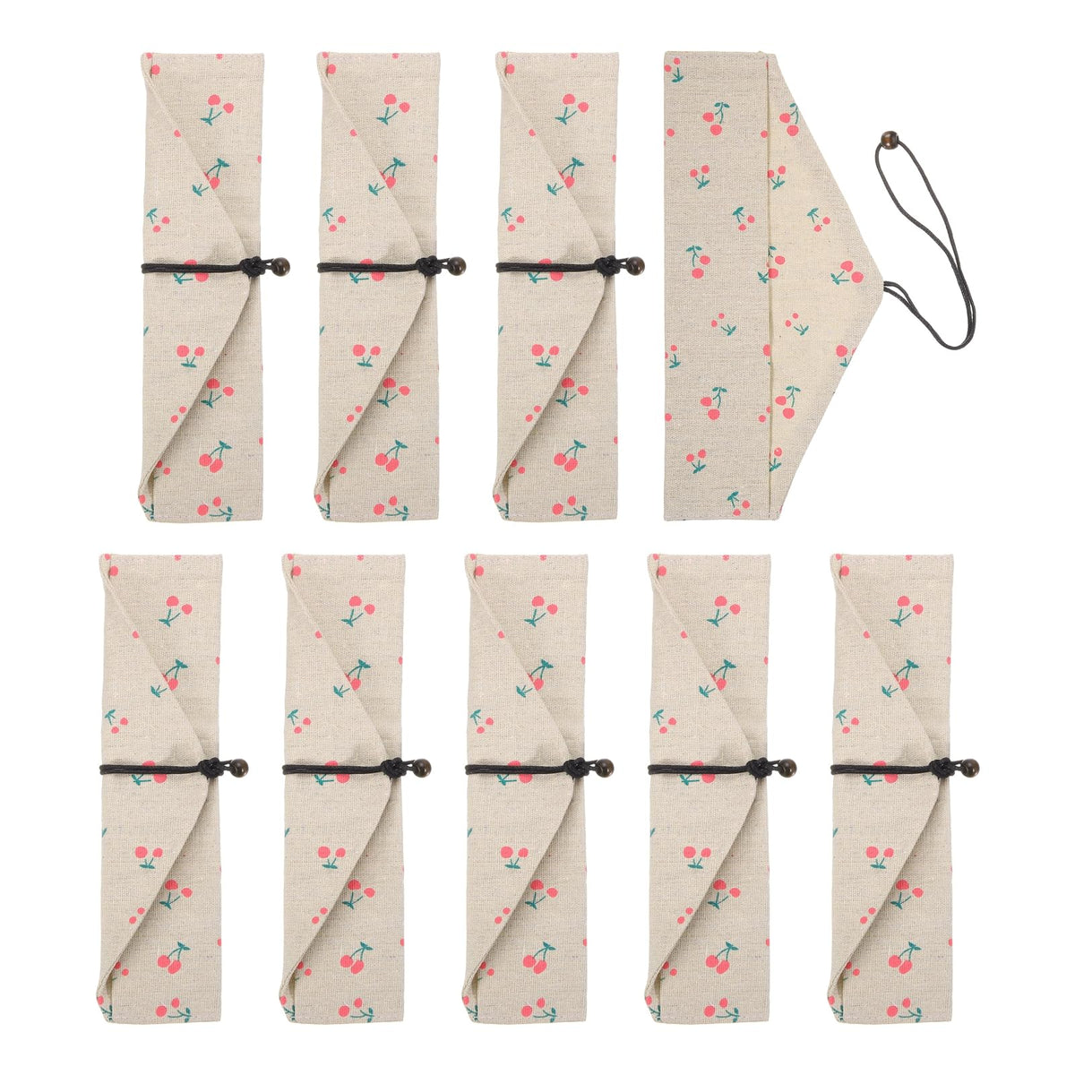 uxcell Chopstick Case, 9 Pcs Chopstick Storage Japanese Style Cutlery Pouch Portable Utensil Travel Case Bag Sleeves Tableware Storage for Spoon Fork Straws, Pink Base White Floral