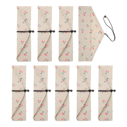 uxcell Chopstick Case, 9 Pcs Chopstick Storage Japanese Style Cutlery Pouch Portable Utensil Travel Case Bag Sleeves Tableware Storage for Spoon Fork Straws, Pink Base White Floral