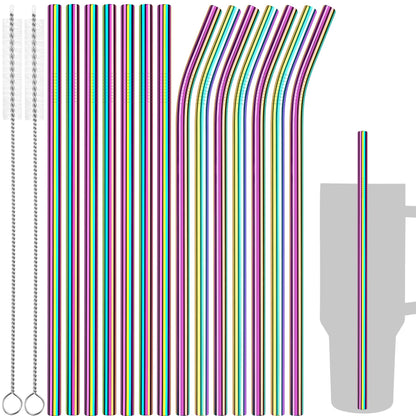 Tomorotec 14PCS Stainless Steel Straws Fit for 40oz Stanley Tumbler, Silver