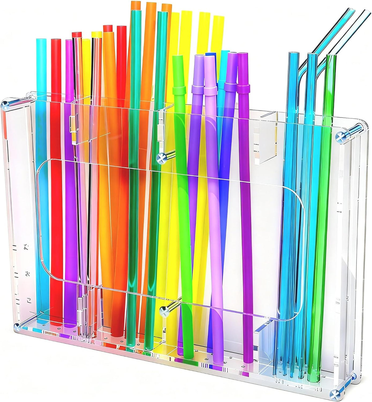 Straw Holder for Cabinet Door & Wall – Acrylic Straw Organizer Storage Box for Reusable Straws, Coffee Sticks, Space Saving Kitchen Organizer