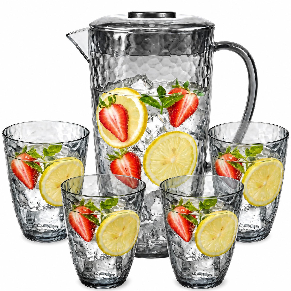 Water Pitcher with 4 Tumblers, 2.4L BPA-Free Pitcher