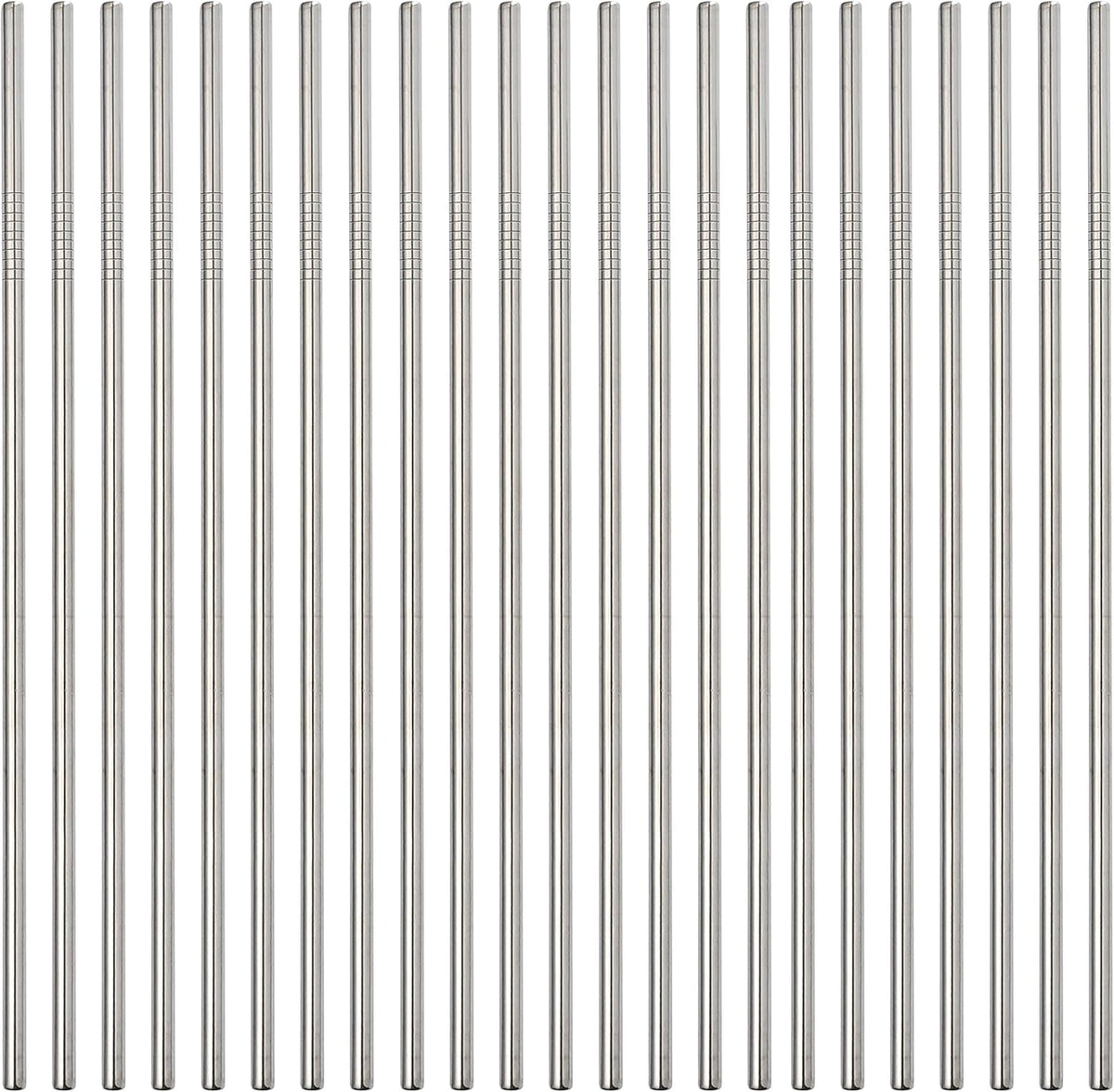 Reusable Metal Straw 50Pcs In Bulk.265mm Reusable Stainless Steel Straight Straws.NiceCaTeLe Drinking Straws Wholesale for 30 oz & 20 oz Tumblers Yeti Water Bottle(10.5" - Silver, 50pcs - Straight)