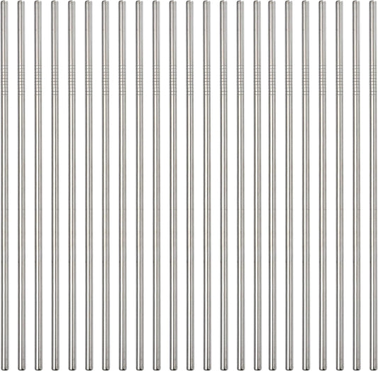 Reusable Metal Straw 50Pcs In Bulk.265mm Reusable Stainless Steel Straight Straws.NiceCaTeLe Drinking Straws Wholesale for 30 oz & 20 oz Tumblers Yeti Water Bottle(10.5" - Silver, 50pcs - Straight)