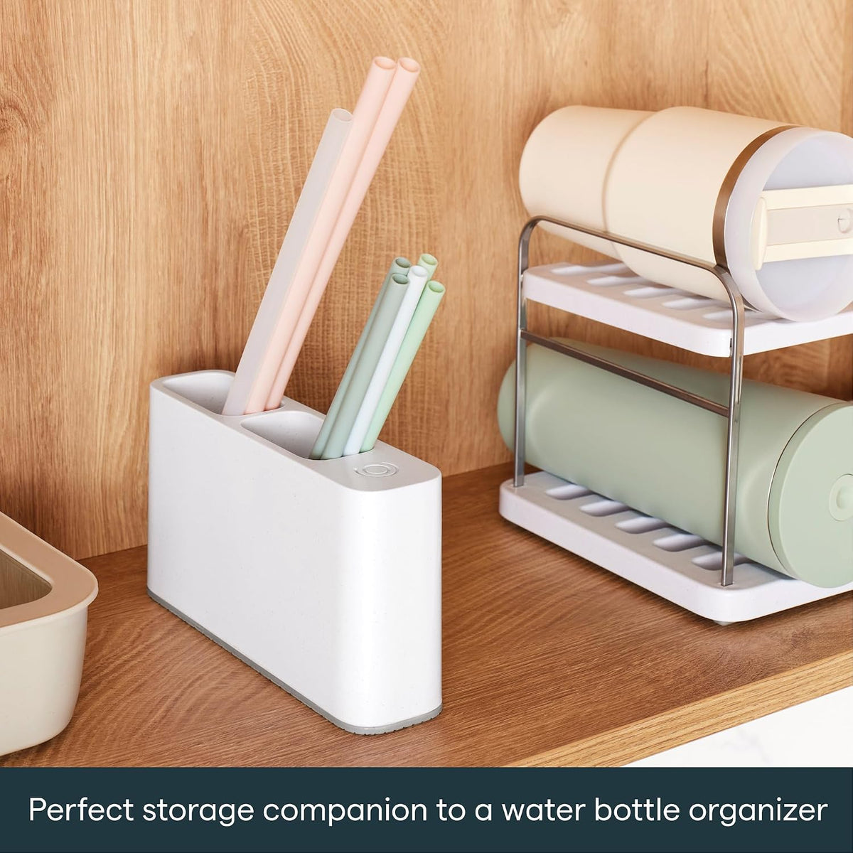 YouCopia SipStation Straw Holder, 20+ Straw Storage, Cabinet Organizer