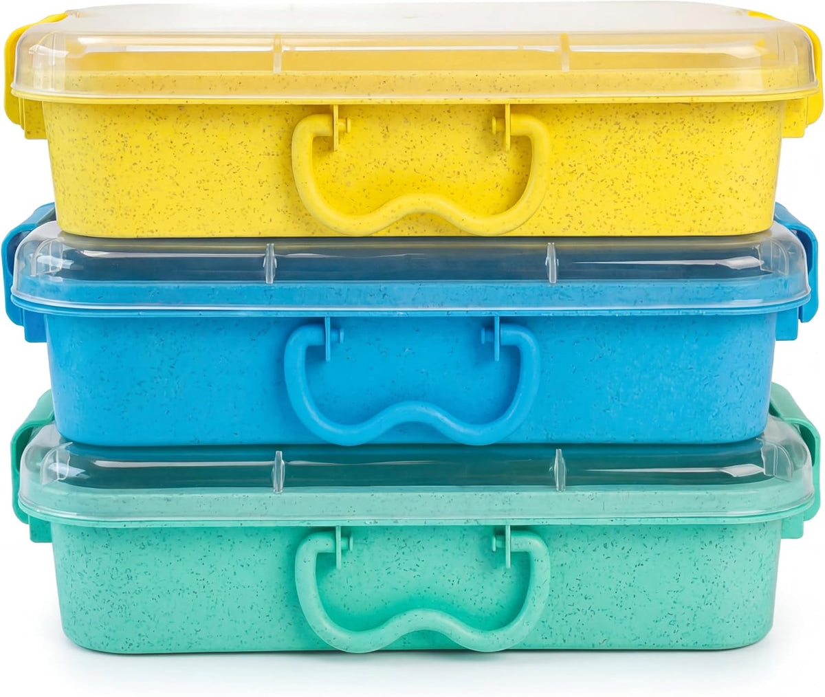 Carolart 3 Pack 12.8 Inch Wheat straw Plastic Storage Bins, Stackable