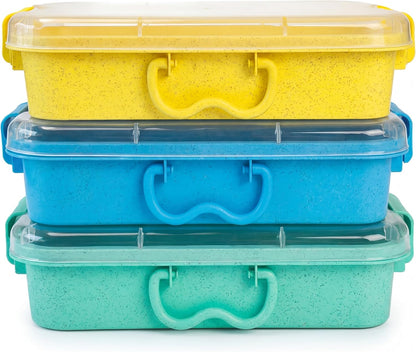 Carolart 3 Pack 12.8 Inch Wheat straw Plastic Storage Bins, Stackable