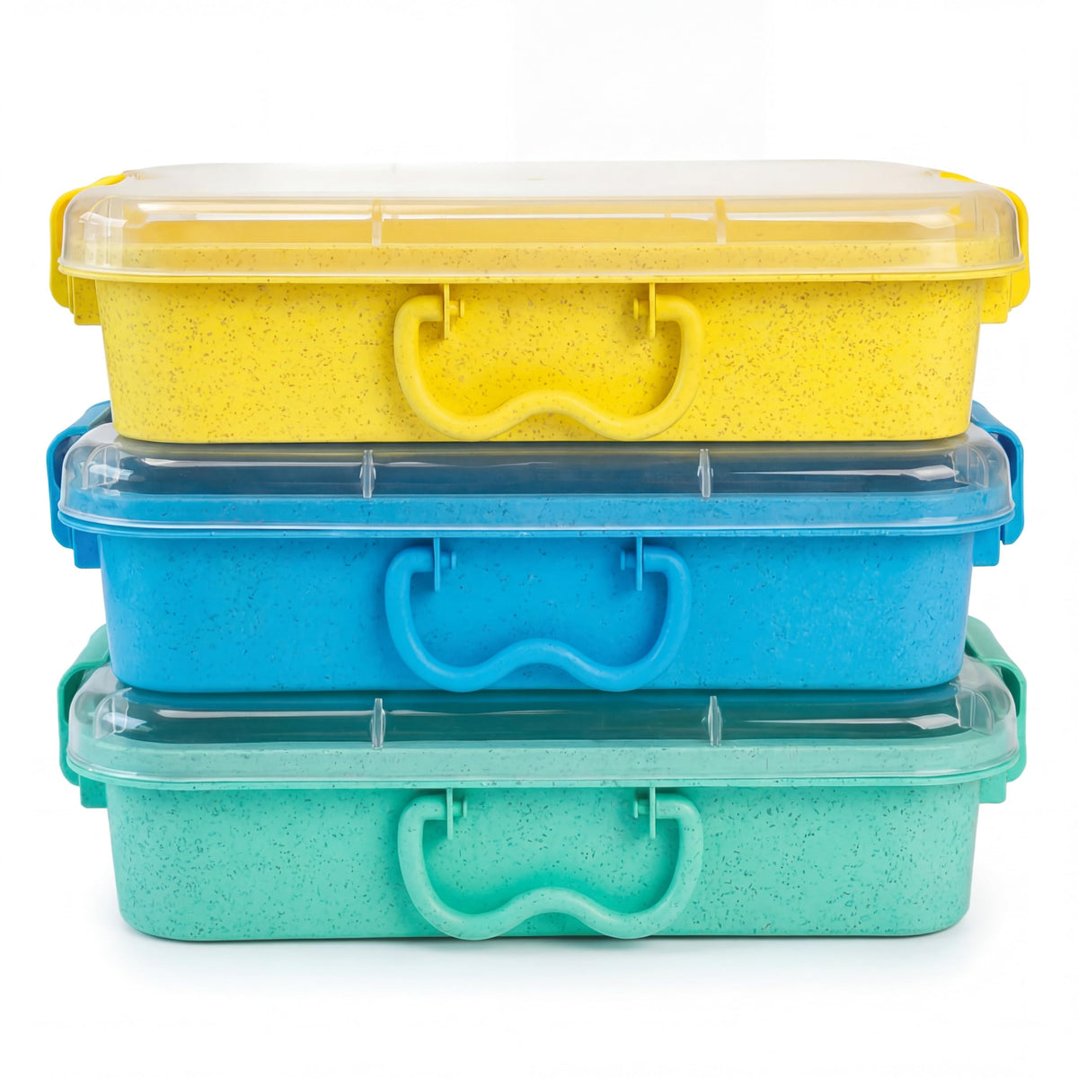 Carolart 3 Pack 12.8 Inch Wheat straw Plastic Storage Bins, Stackable