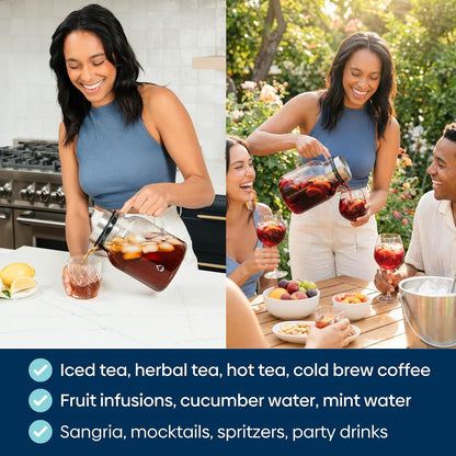 Infusion Pro Glass Fruit Infuser Water Pitcher, 2 Qt