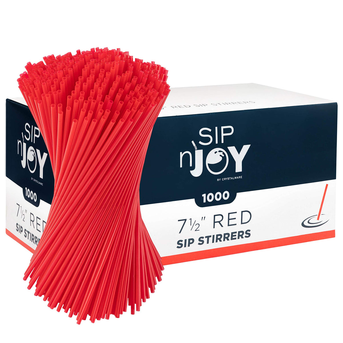 Crystalware, Plastic Stir Straw, Sip Stirrer, For Coffee and Cocktail, 7 1/2 Inches 1000/Box, Black