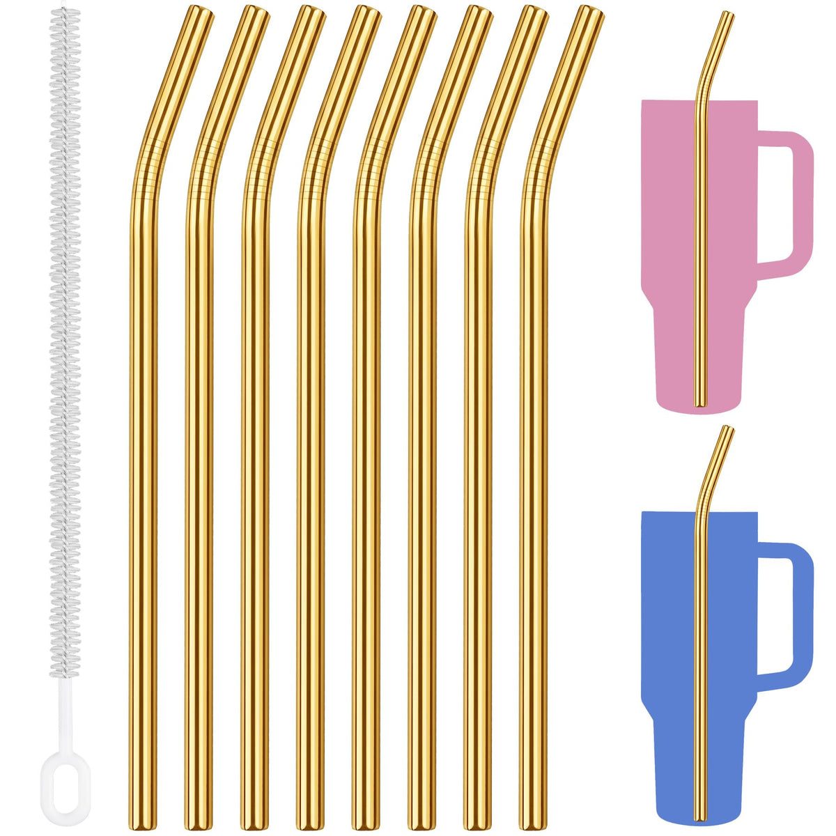 Tomorotec 8PCS Stainless Steel Straws Fit for 40oz Stanley Tumblers