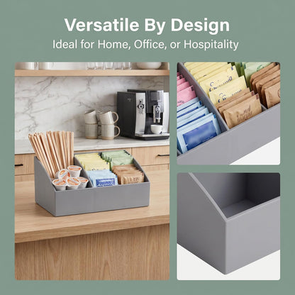 BinaryABC Sugar Packet Holder, Coffee Bar Tea Bag Organizer Box,Grey