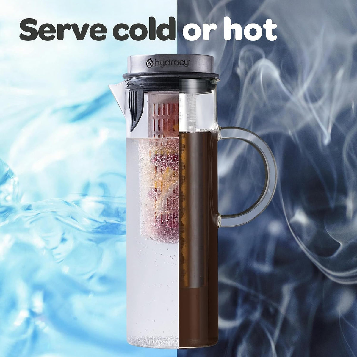 Hydracy Cold Brew Coffee Pitcher,Borosilicate Glass Iced Tea Maker 52oz