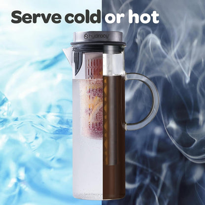 Hydracy Cold Brew Coffee Pitcher,Borosilicate Glass Iced Tea Maker 52oz