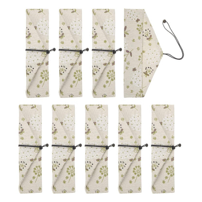 uxcell Chopstick Case, 9 Pcs Chopstick Storage Japanese Style Cutlery Pouch Portable Utensil Travel Case Bag Sleeves Tableware Storage for Spoon Fork Straws, Pink Base White Floral