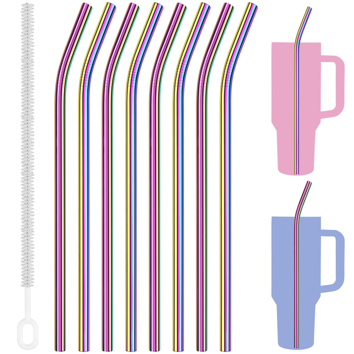 Tomorotec 8PCS Stainless Steel Straws Fit for 40oz Stanley Tumblers
