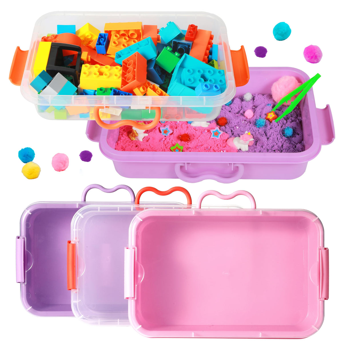 Carolart 3 Pack 12.8 Inch Wheat straw Plastic Storage Bins, Stackable