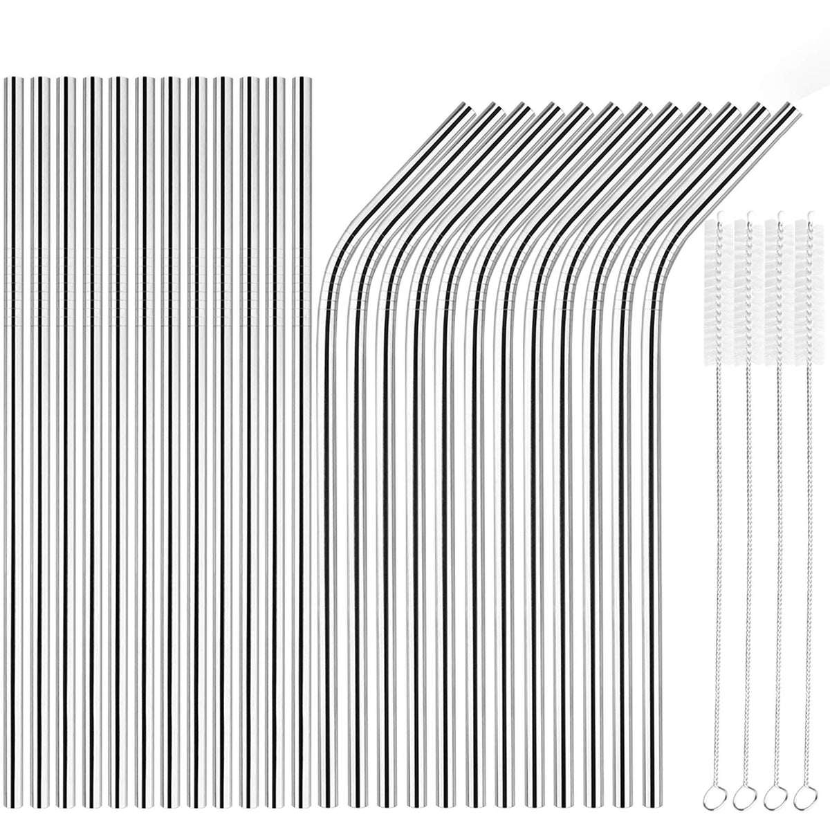 Tomorotec 14PCS Stainless Steel Straws Fit for 40oz Stanley Tumbler, Silver