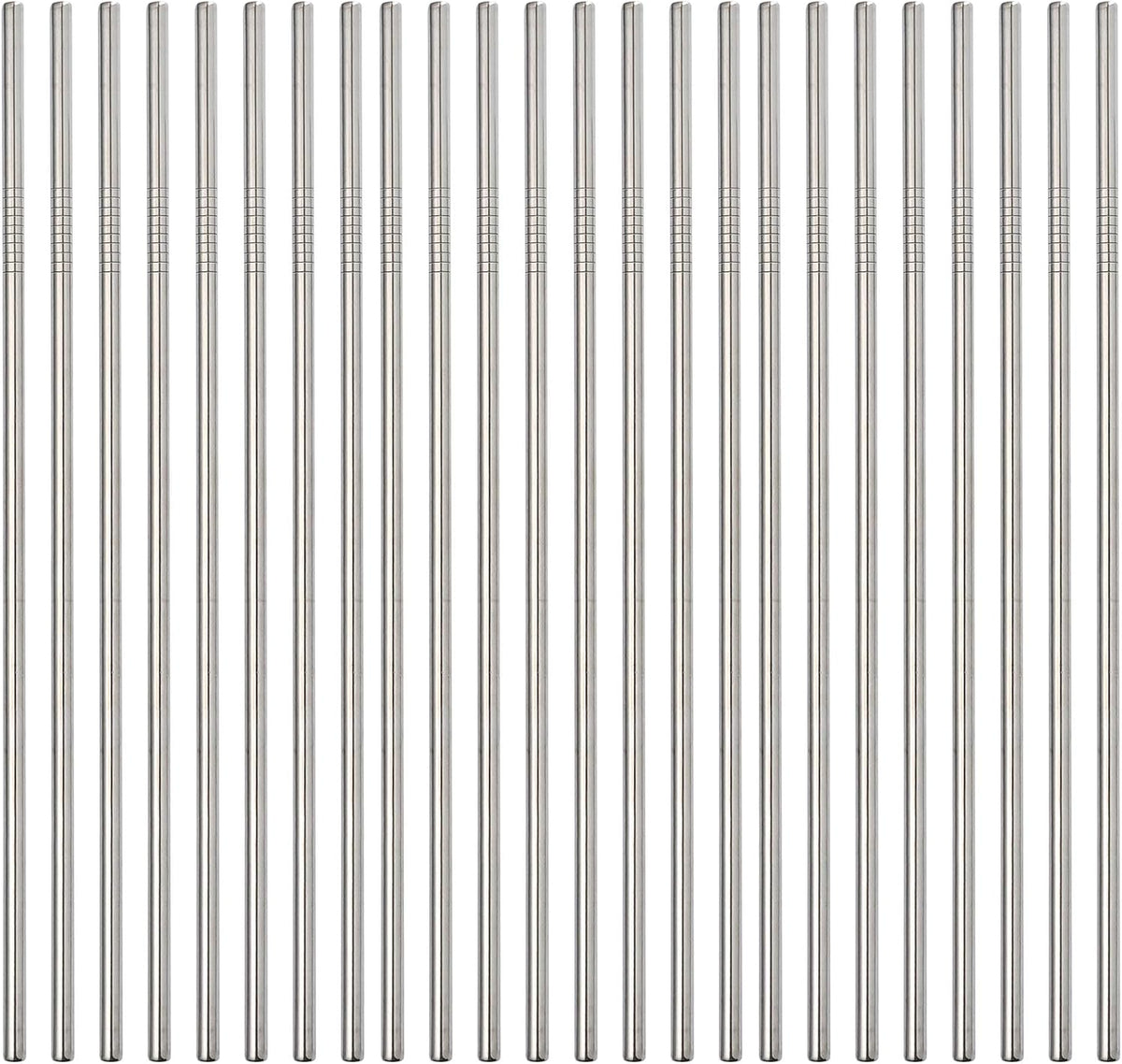 Stainless Steel Straws 50 Pack Bulk 8.5" Reusable Drinking Straws for 20 24 30 OZ Yeti Rtic Tumblers (Silver, 50 piece - 8.5 inch - All Straight)