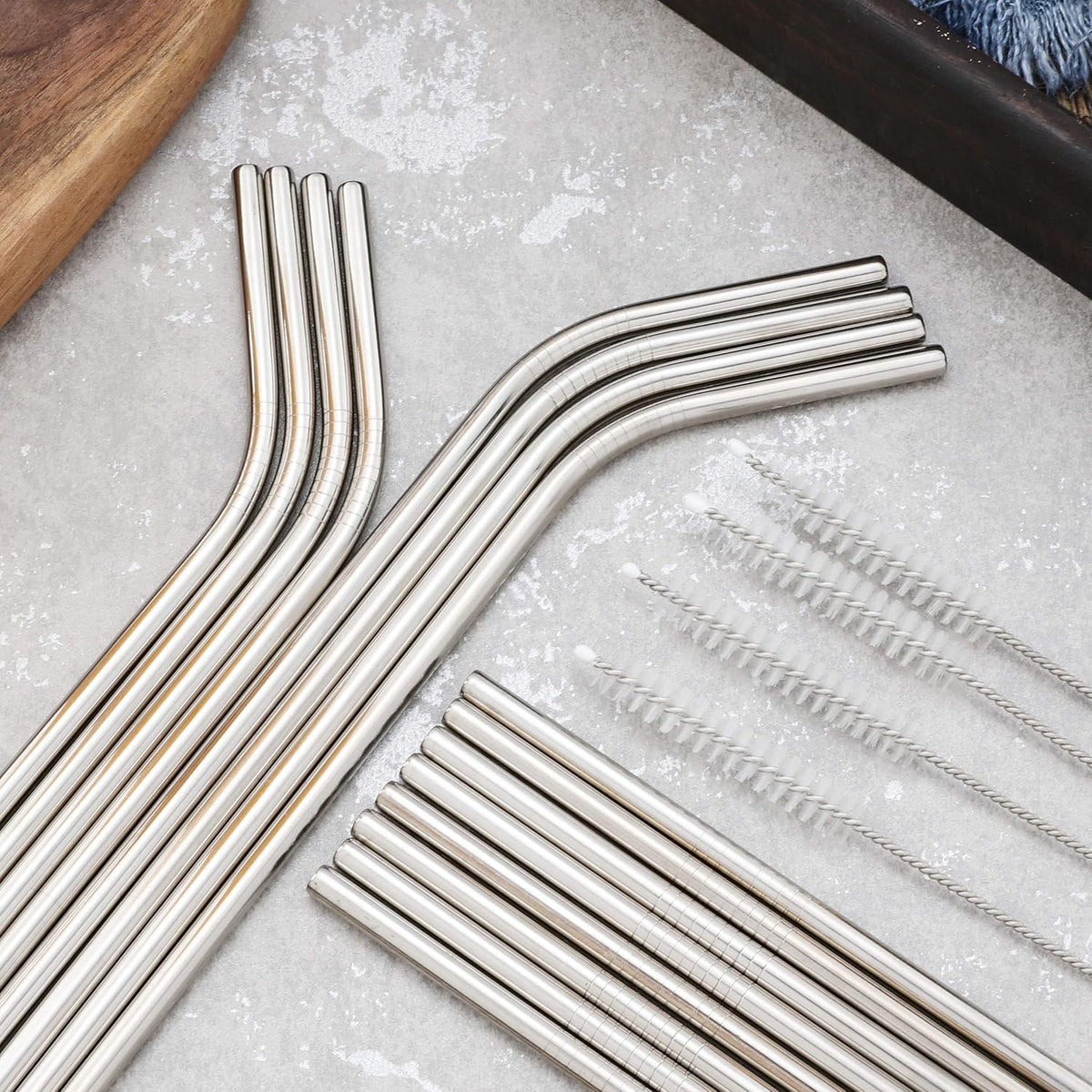 50-Pack Stainless Steel Straws,Reusable Metal Straws in Bulk Super Long 10.5 Inch All Straight Drinking Straws for 30oz/20oz Tumblers Yeti Cups Travel Mugs(All straight 50pcs -10.5" Silver)