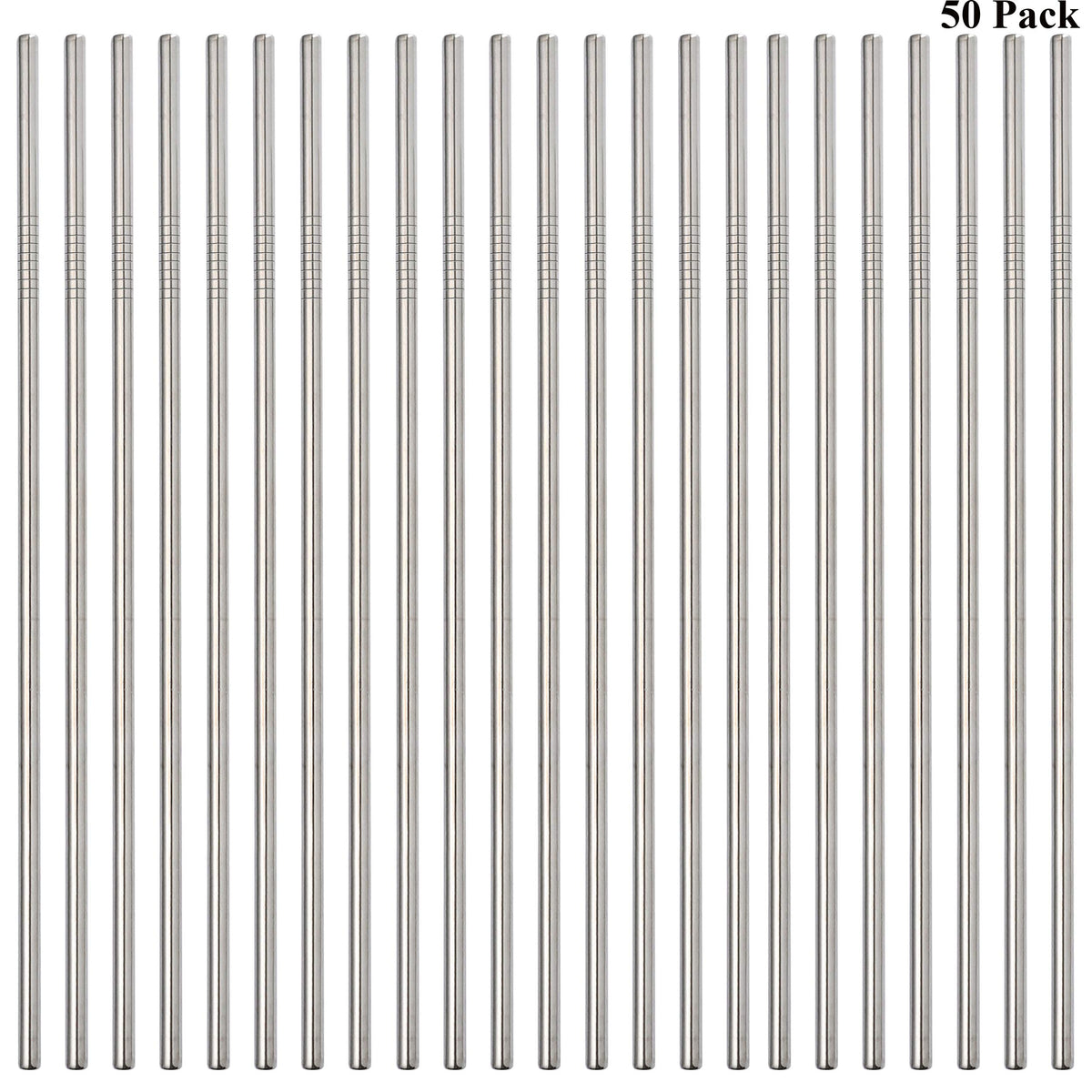 50-Pack Stainless Steel Straws,Super Long 10.5 Inch Drinking Metal Straws for 30oz/20oz Tumblers Yeti Cups Travel Mugs,Reusable Rustproof Dishwasher Safe (All straight 50pcs -10.5" Gold)